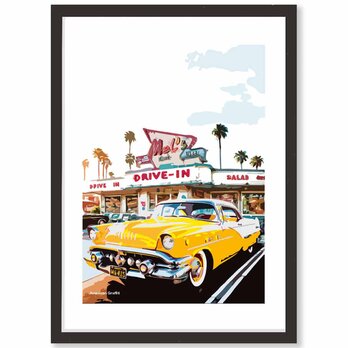 アメリカングラフィティ　クルマ　送料無料 　あらゆるお部屋のポスター　アートポスター　アート/sei検索新着順　3926-2