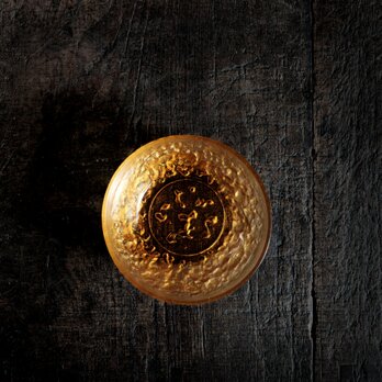 温もりを感じる琥珀色◆レトロで可愛い。アンバー硝子小鉢　曇りガラス　古民家　古道具　昭和後期