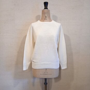 【2026♡新作】コットン100％ギマ加工クルーネックプルオーバー(長袖）オフホワイト