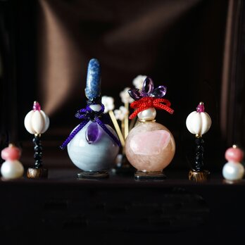 宝石のお雛さま★飾って仕舞えるジュエリーケース入り★省スペース★宝石と貝と真珠・友禅和紙製★ひな人形