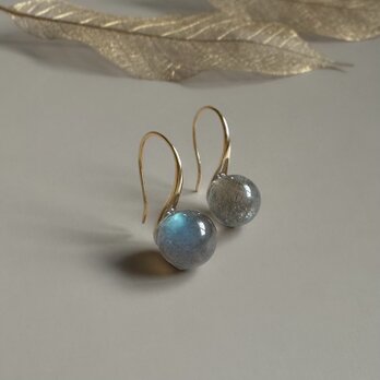 ラブラドライト ドロップピアス/ 金具変更可（シルバー・イヤリング・ステンレス）天然琥珀のコピーのコピー