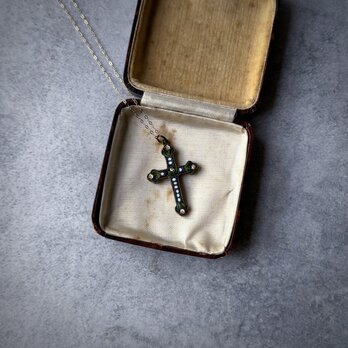 292 アンティーク お守りみたいなクロス―マイクロモザイク ネックレス
