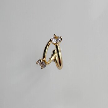 ダブルライン 2粒 CZキュービックジルコニアのイヤーカフ