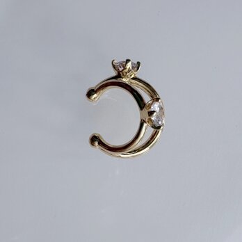 ダブルライン 2粒 CZキュービックジルコニアのイヤーカフ