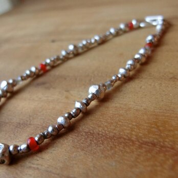＊さらに！happy price＊かれんなシルバーブレス ＠カレンシルバー＋フロストビーズ＋ホワイトハートRED