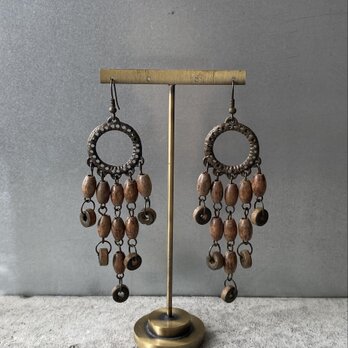 Vintage 70s-80s USA retro wood beads fringe pierce