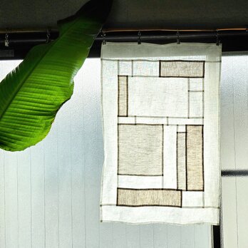 ポジャギ　リネン　白　生なり　小窓