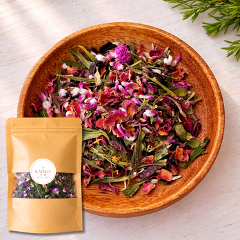 薄紅のそより｜ローズ×ハイビスカス×龍井茶の花茶｜やさしくそよぐ余韻｜茶葉カスタム対応｜KAHKEI 花馨