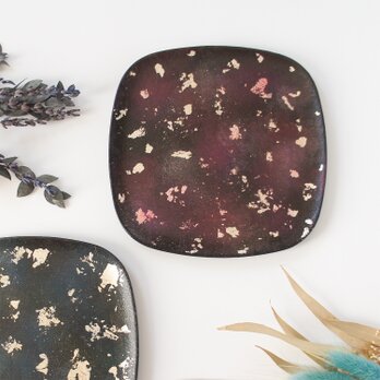 星雲のお菓子皿・紫【漆・和紙・天然木】