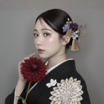 紫×金鈴蘭の髪飾り　No.gp18　髪飾り　成人式　卒業式　結婚式　成人式髪飾り　ヘアアクセサリー　振袖　着物　和装　袴