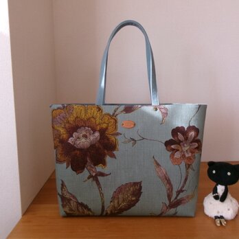 YUWAエスニック柄リネン生地のビッグトートバッグ