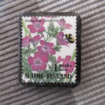 フィンランド　花切手ブローチ10725