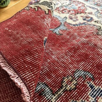 78×115アンティークレッド　ボタニカル　トルコヴィンテージラグ