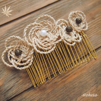 精麻のあわじ結びくし形かんざし［93］