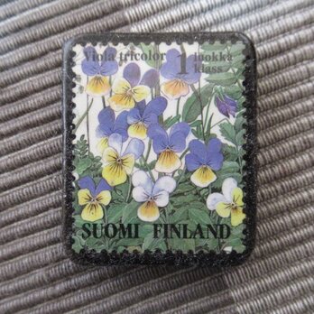 フィンランド　花切手ブローチ10726