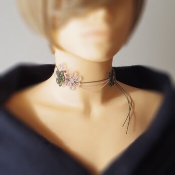 【新作】チョーカー「爛漫と萌」（深緑×薄茶）