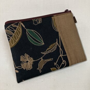 柿渋染め　ぺたんこポーチ　26A11