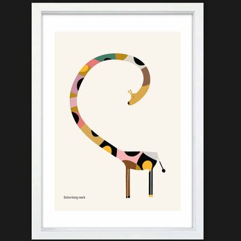 長い首　キリン　送料無料 　あらゆるお部屋のポスター　イラスト　ポスター　アートポスター　アート/sei検索新着順　3911