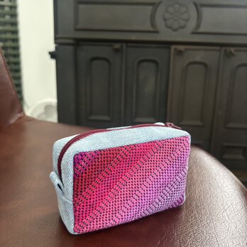 さをり織りボックスポーチ