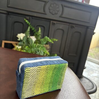 さをり織りボックスポーチ