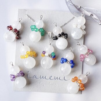 【ネックレス】「9色のマフラーを巻いた雪だるま」天然石 誕生石 メンカラ 推し活 silver925 アレルギー対応