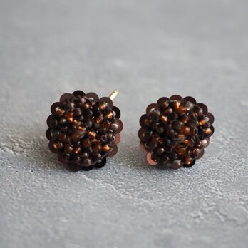 round粒々プチフリル（ブラウン）ピアス/イヤリング【受注】