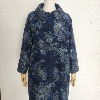 紬リメイク　大きな襟のコート