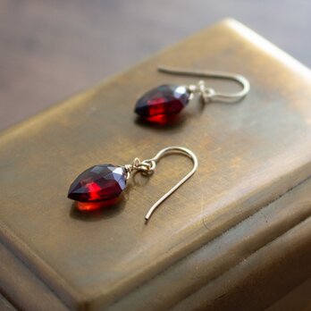 ✨1月誕生石✨ モザンビークガーネット＜アローヘッド＞のピアス（K14GF）