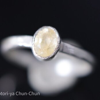 【氷感のあるイエロー】スリランカ産　「トシッタさん」のノーヒート・イエローサファイア・シルバーリング【黄氷】