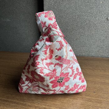 ピンクの鳥　帯リメイクハンドバッグ