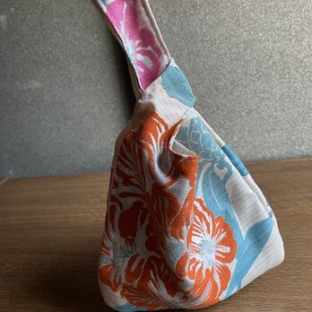 トロピカルフラワー　帯リメイクハンドバッグ