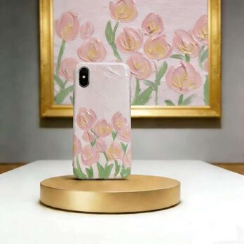 デコデン デコ電 手描き花柄油絵スマホケース｜抽象アート・立体質感・iPhone galaxy 全機種対応