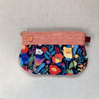 ふっくらポーチ　小物入れ　カラフルな花