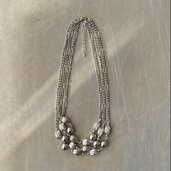 Vintage 00s USA retro silver tone metal beads necklace necklace