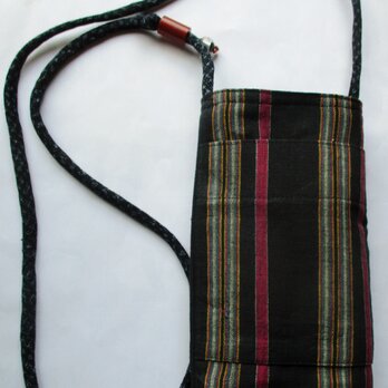 ８６０３　唐桟縞の着物で作ったスマホショルダー　