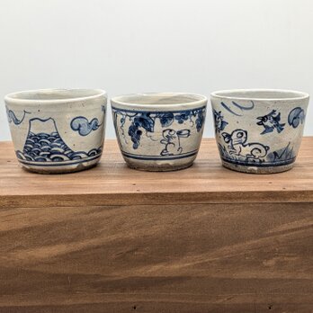 富士と兎の蕎麦猪口a