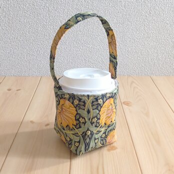 テイクアウト　洗濯可能な保温の紙コップ入れ　バッグ型　ウィリアムモリス　ピンパネル　618