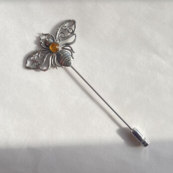 アンバーのハットピンブローチ「ミツバチ」【hb51】