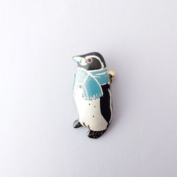 マフラーマゼランペンギン 漆ブローチ