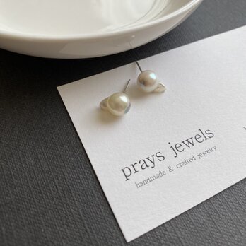 Sv 羽根パールアコヤバロックパールピアス　バロックドロップタドポール7～8ｍｍ