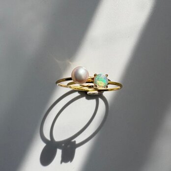 毎日のお守り35種類以上から選べる天然石 誕生石 パールの２本セットリング 重ね付け