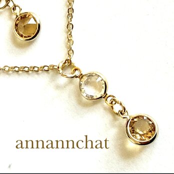 【オーストリア製　ビンテージ　swarovski 　三つの輪 　Y字　 ネックレス】