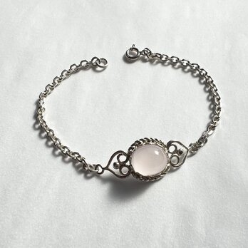 シルバーとローズクォーツのブレスレット「ハート」【hbr55】