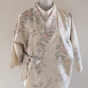 二部式上着　紬（薄生成色枝花）