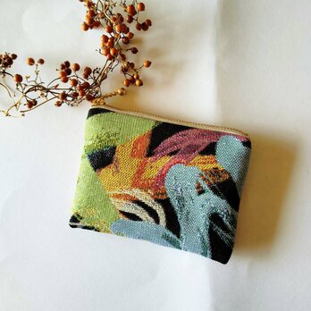 オランダ生地　筆画　アートなポーチ　（S)コスメ入れ　カード入れ　キーケース　薬入れ