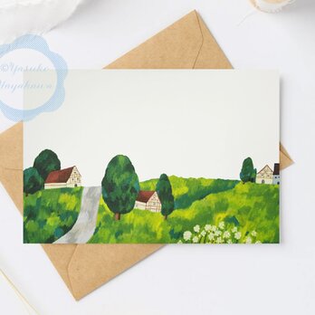 （66）高原の小さな村の風景　ポストカード　3枚セット