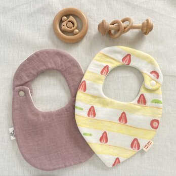 ＊ベビースタイ2枚セット＊ダブルガーゼ・ショートケーキ