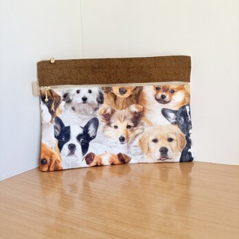 Wファスナーポーチ・特大サイズ（リアルドッグ）
