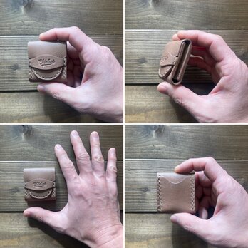 ピックケース・ピンクブラウン(糸・ベージュ)