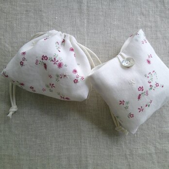 小花cotton×linen PouchSet
